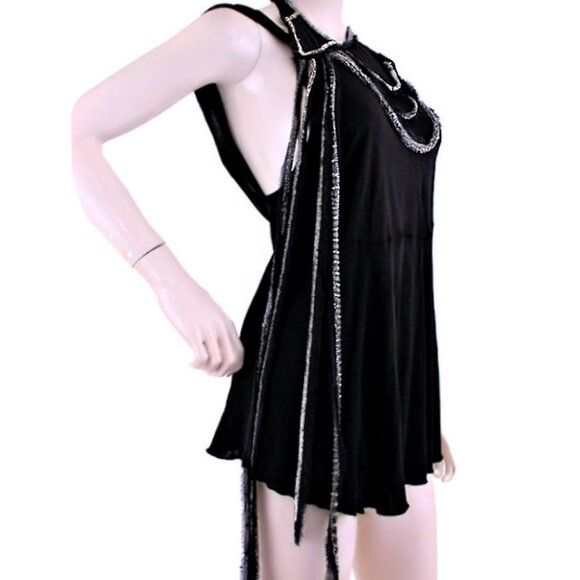 Vintage CHLOE x Phoebe Philo Beaded Art Deco Black Top Fall 2002 Runway - Picture 2 of 11